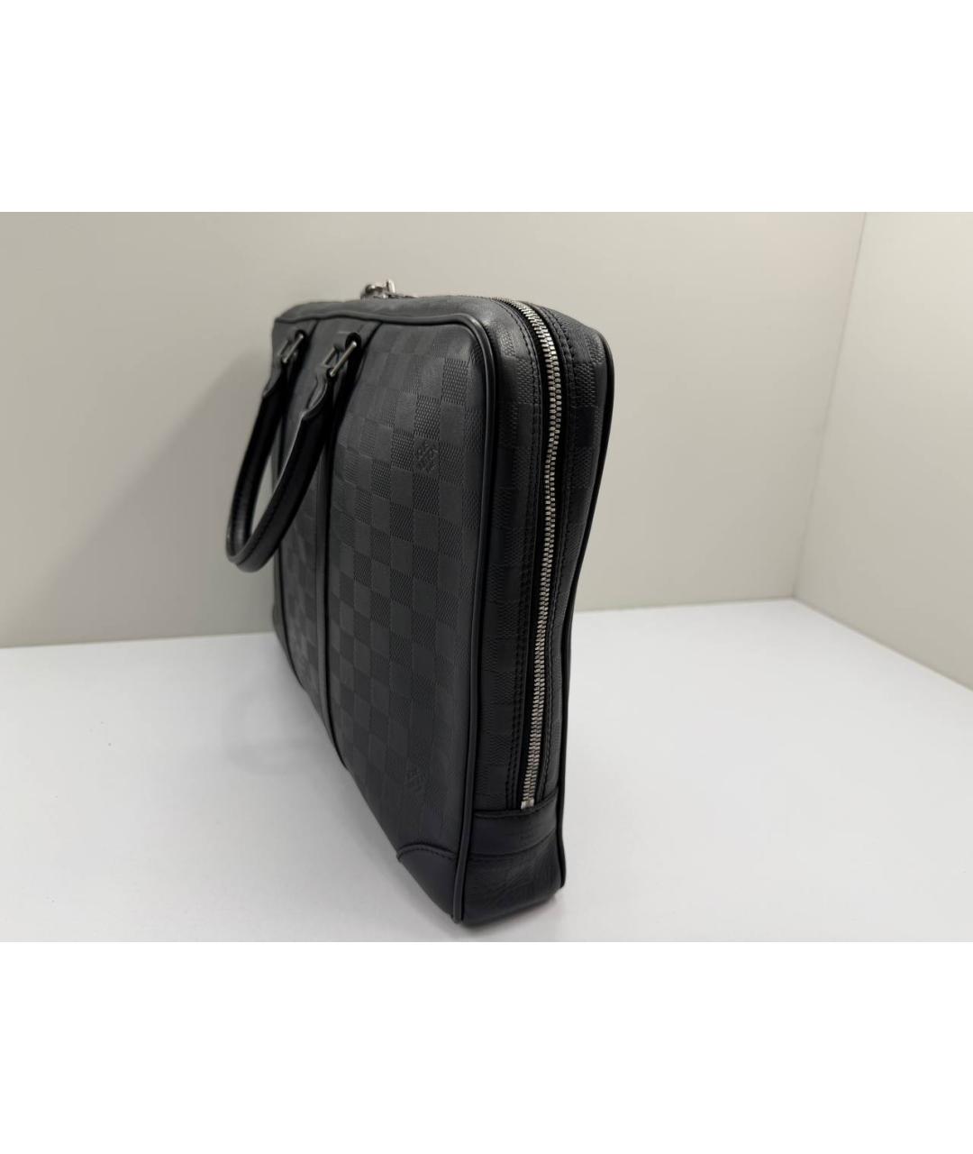 LOUIS VUITTON Черный кожаный портфель, фото 8