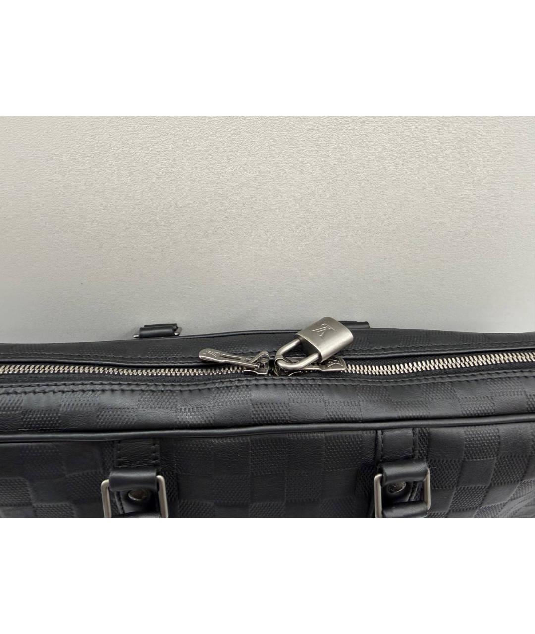 LOUIS VUITTON Черный кожаный портфель, фото 3