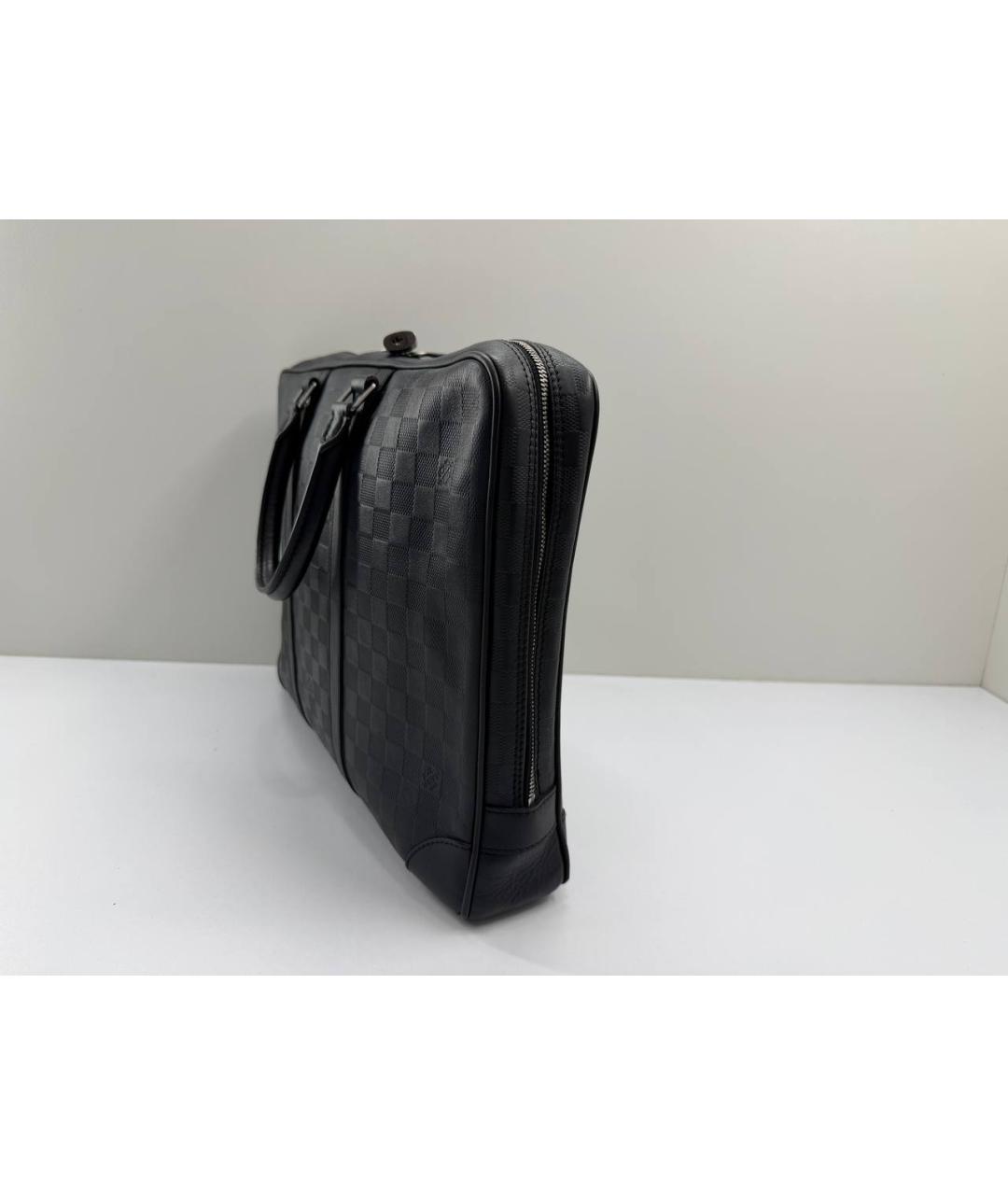 LOUIS VUITTON Черный кожаный портфель, фото 5