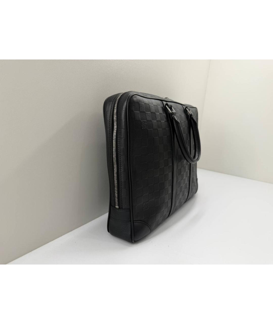 LOUIS VUITTON Черный кожаный портфель, фото 4