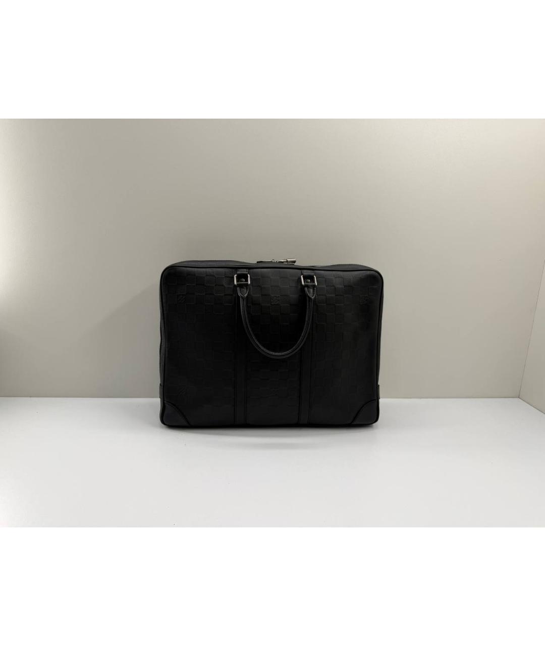 LOUIS VUITTON Черный кожаный портфель, фото 2