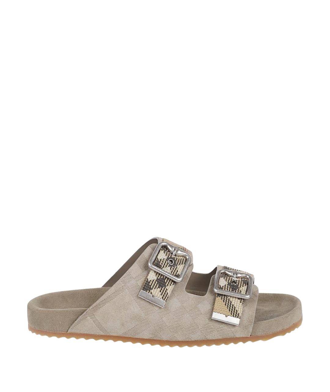 BURBERRY Бежевые замшевые сандалии, фото 1