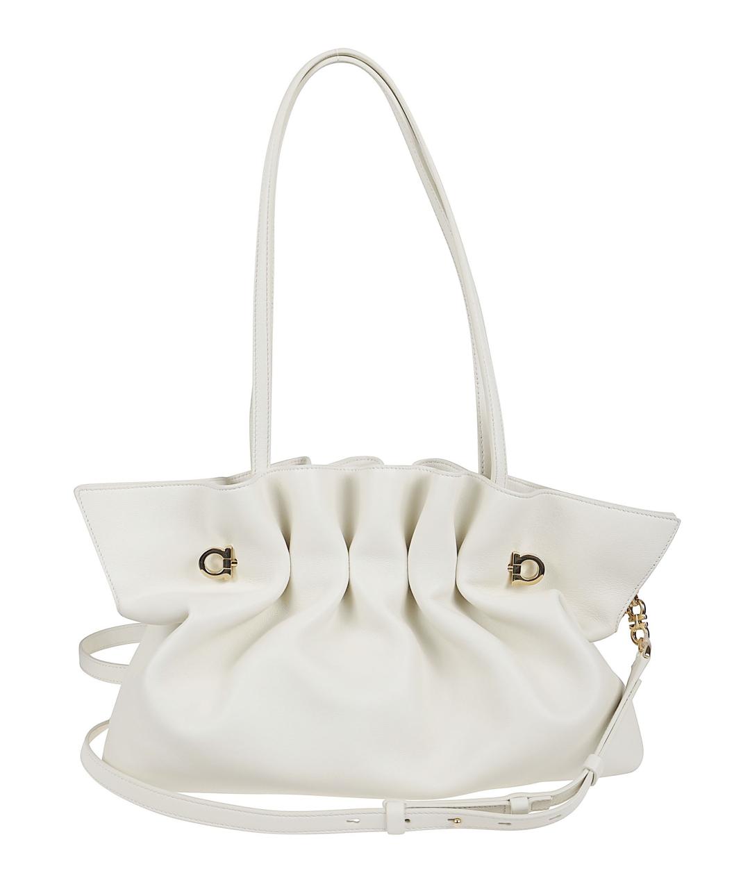 FERRAGAMO Белая кожаная сумка тоут, фото 2