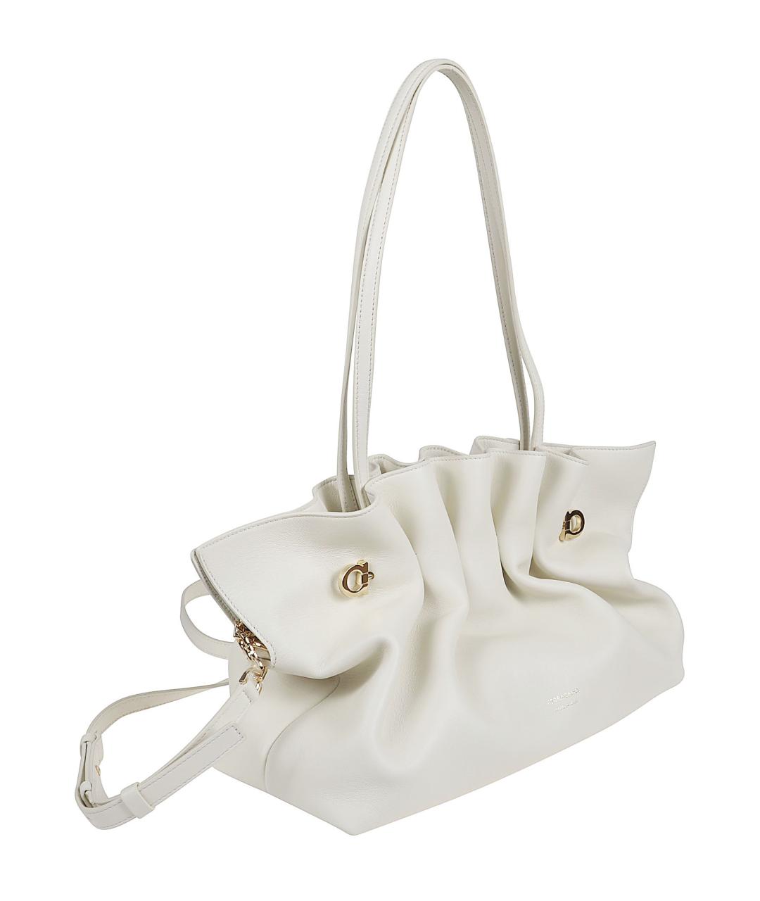 FERRAGAMO Белая кожаная сумка тоут, фото 3