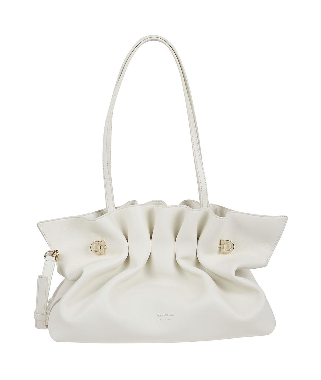 FERRAGAMO Белая кожаная сумка тоут, фото 1