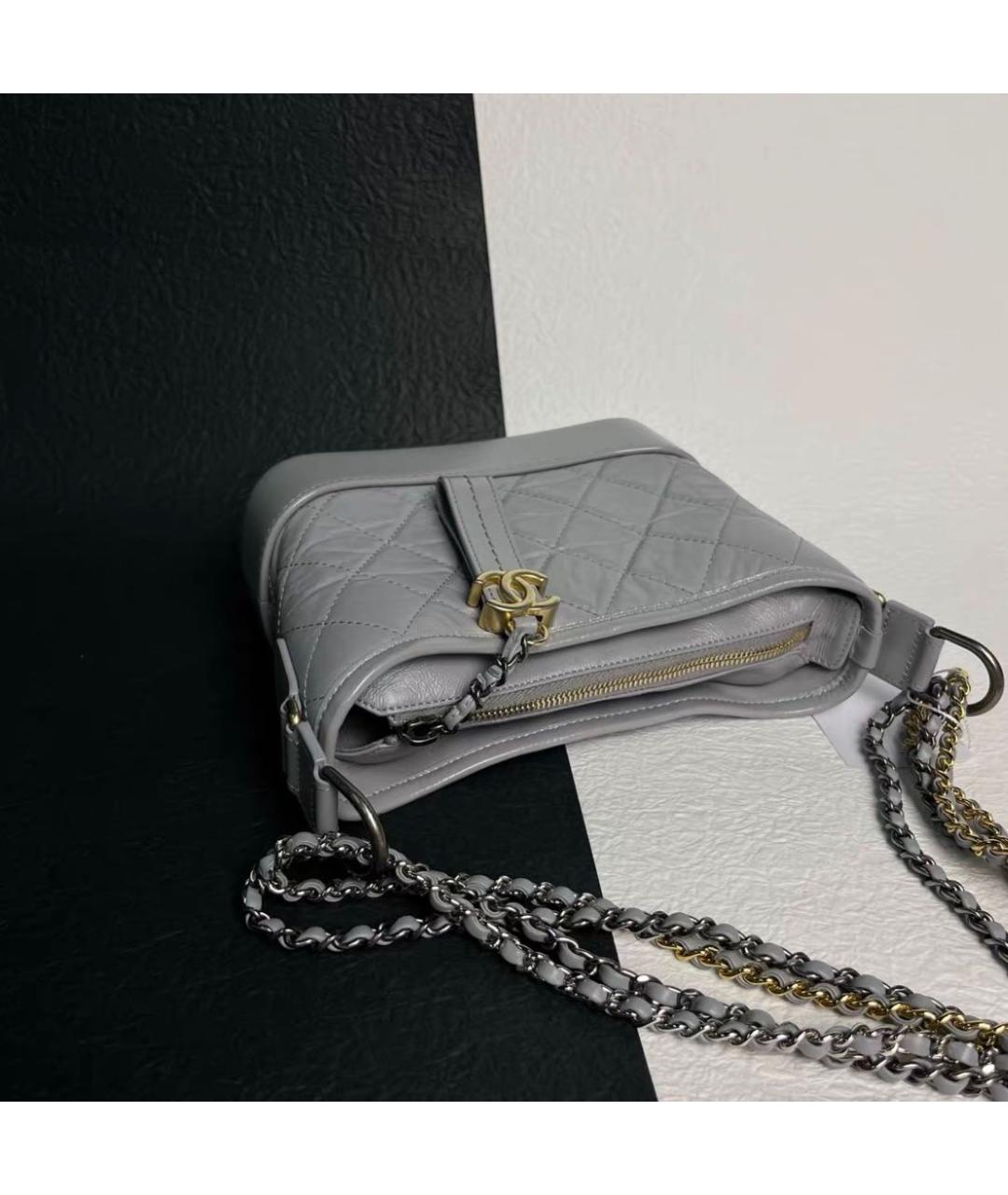 CHANEL Серая кожаная сумка через плечо, фото 4