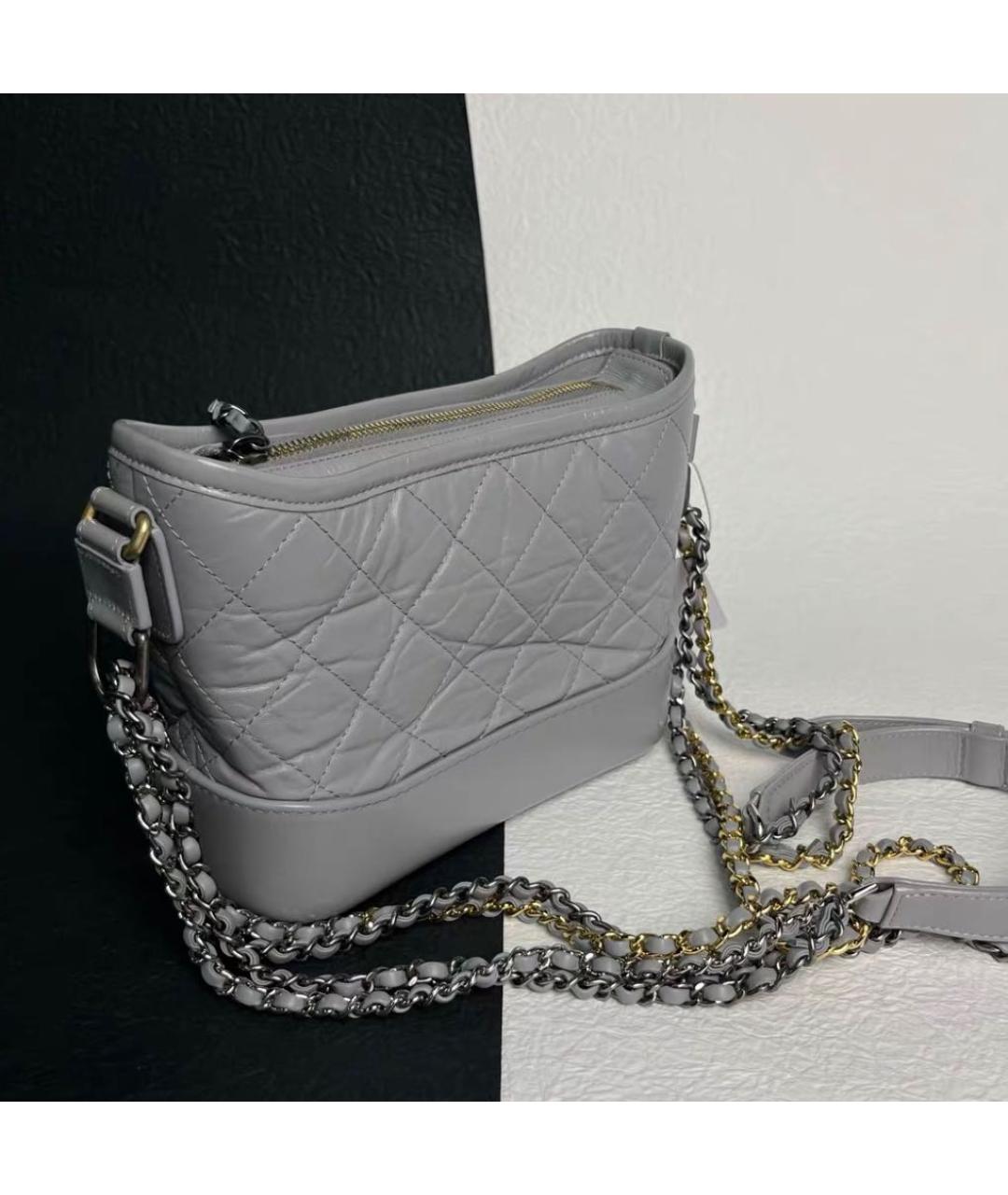 CHANEL Серая кожаная сумка через плечо, фото 3
