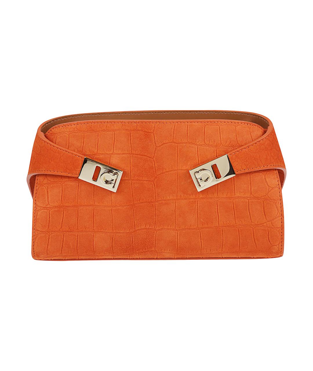 FERRAGAMO Оранжевая замшевая сумка через плечо, фото 1