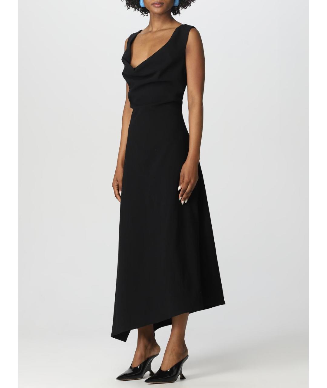 BOTTEGA VENETA Черное хлопко-эластановое коктейльное платье, фото 7