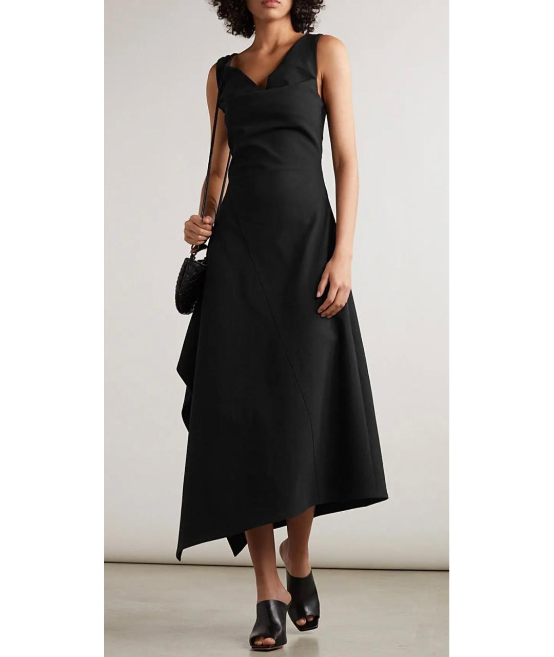 BOTTEGA VENETA Черное хлопко-эластановое коктейльное платье, фото 2