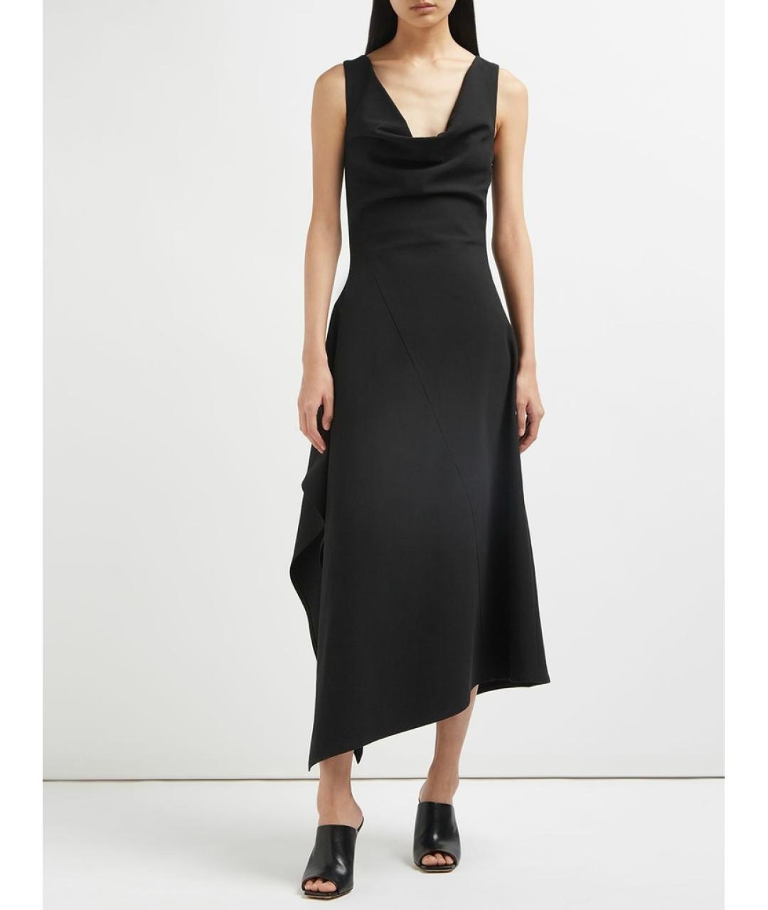 BOTTEGA VENETA Черное хлопко-эластановое коктейльное платье, фото 4