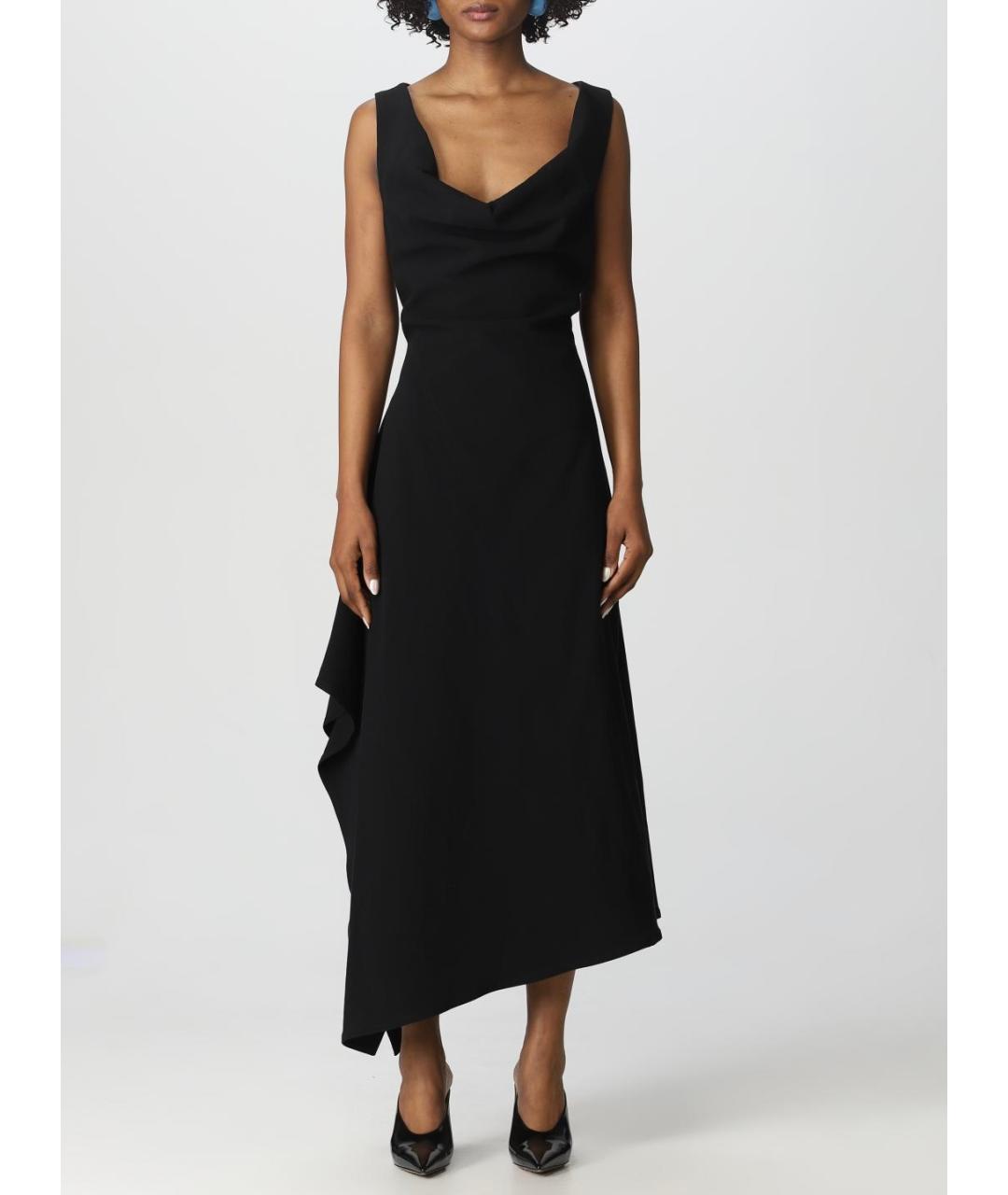 BOTTEGA VENETA Черное хлопко-эластановое коктейльное платье, фото 6