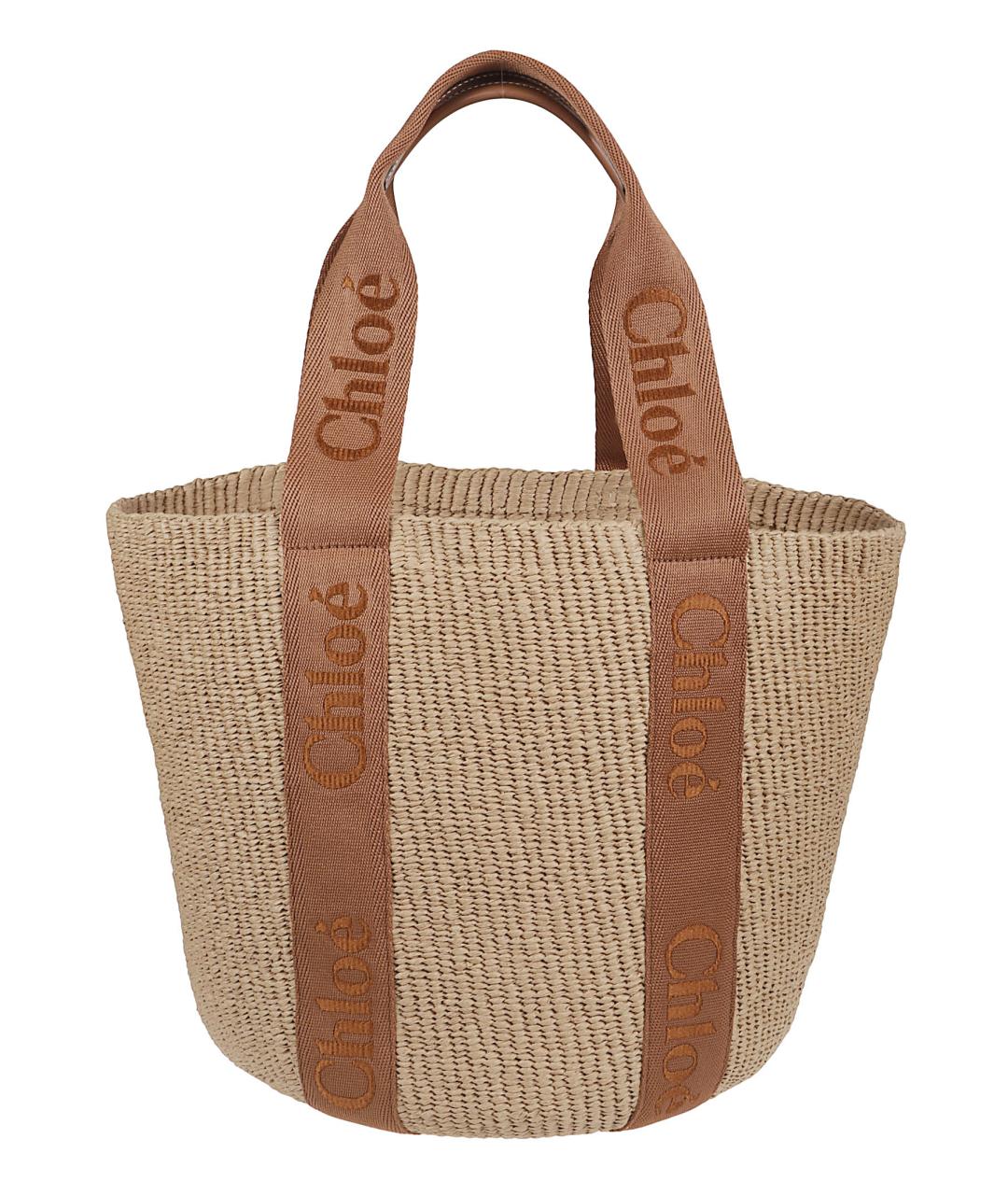 CHLOE Бежевая пелетеная сумка тоут, фото 1