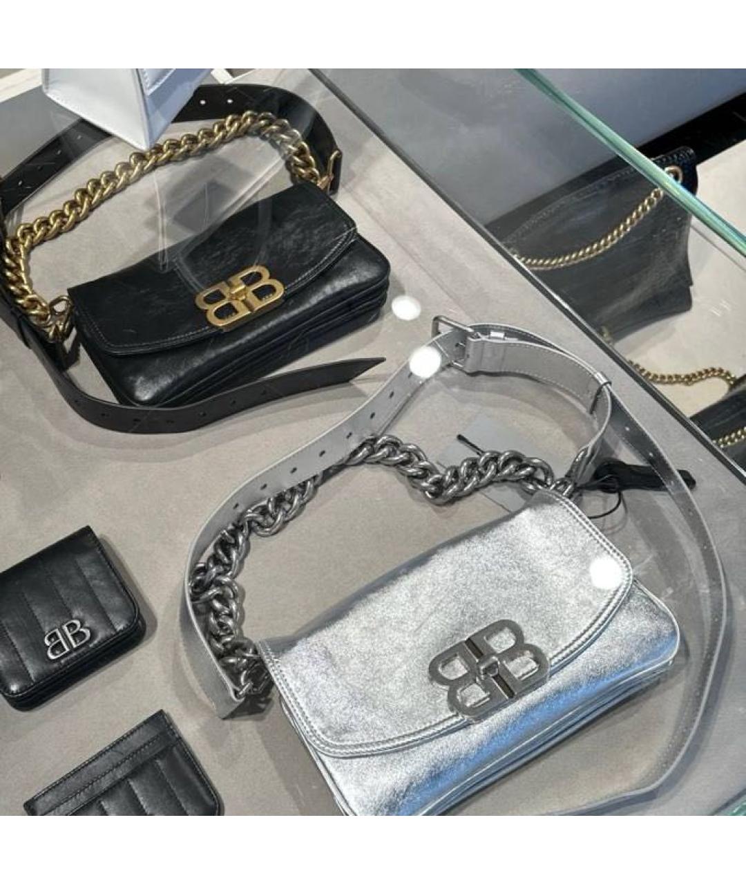 BALENCIAGA Серебряная кожаная сумка через плечо, фото 5