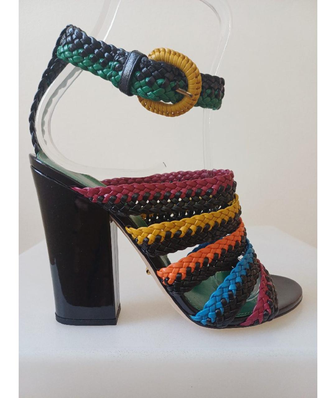 SERGIO ROSSI Мульти кожаные босоножки, фото 10