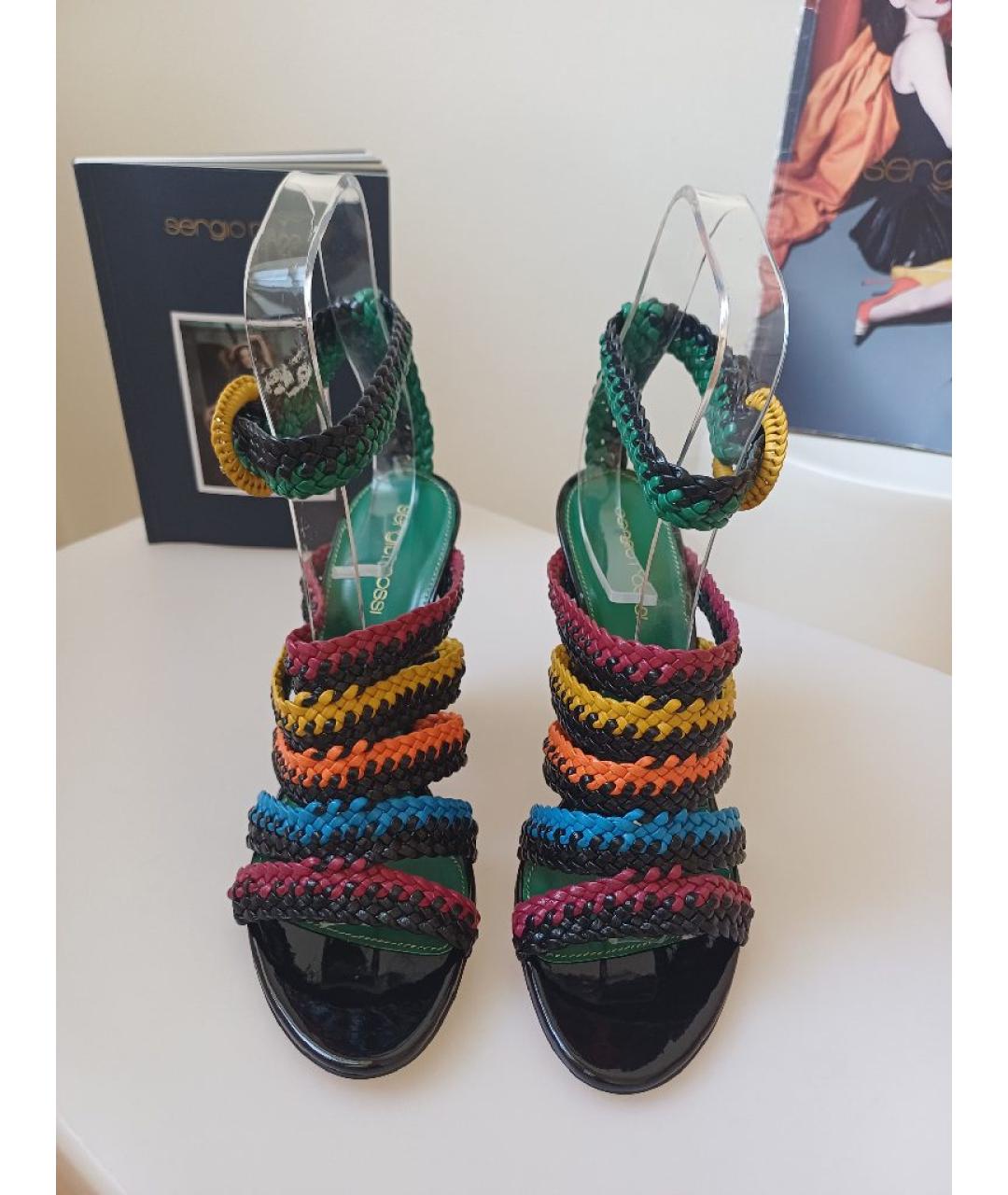 SERGIO ROSSI Мульти кожаные босоножки, фото 7