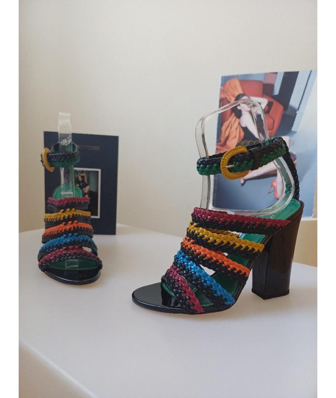 SERGIO ROSSI Мульти кожаные босоножки, фото 5