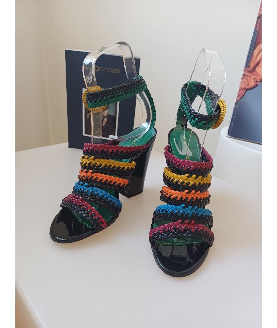 SERGIO ROSSI Мульти кожаные босоножки, фото 4