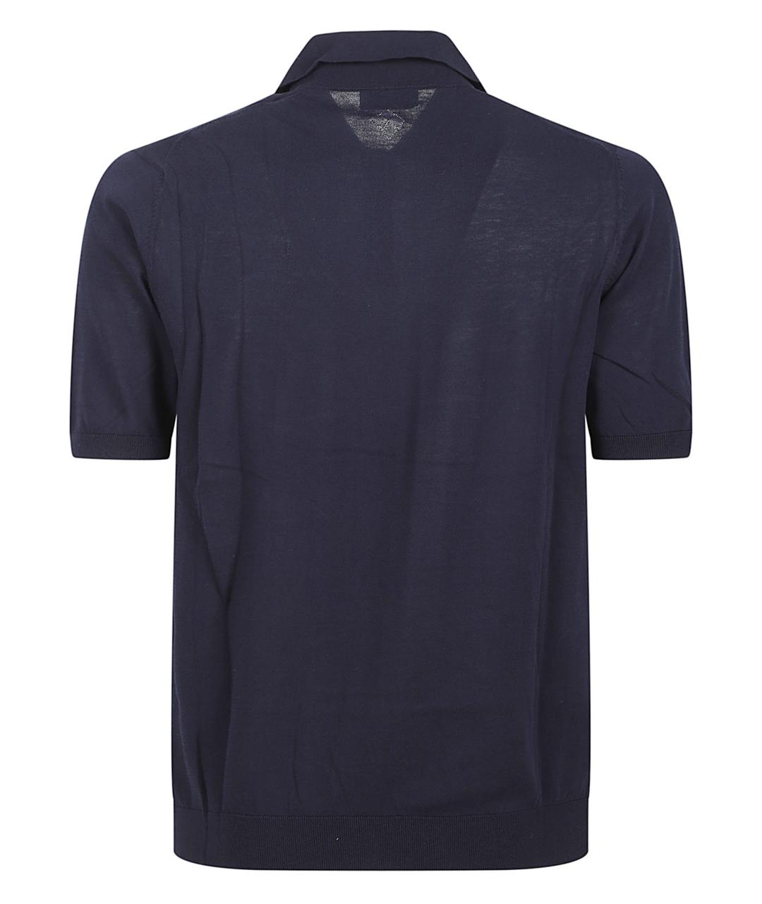 BALLANTYNE Темно-синее хлопковое поло с коротким рукавом, фото 3