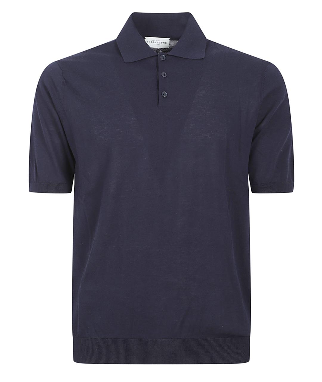 BALLANTYNE Темно-синее хлопковое поло с коротким рукавом, фото 1