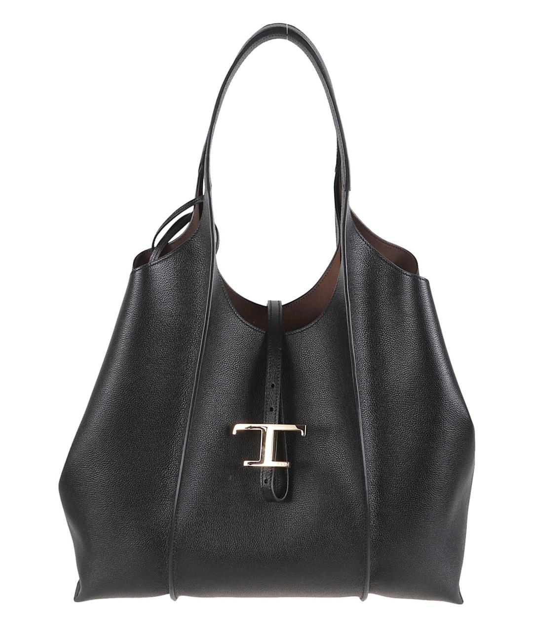 TOD'S Черная кожаная сумка тоут, фото 1