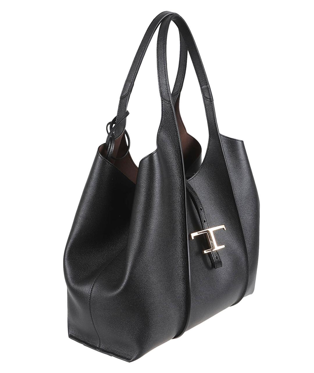 TOD'S Черная кожаная сумка тоут, фото 3