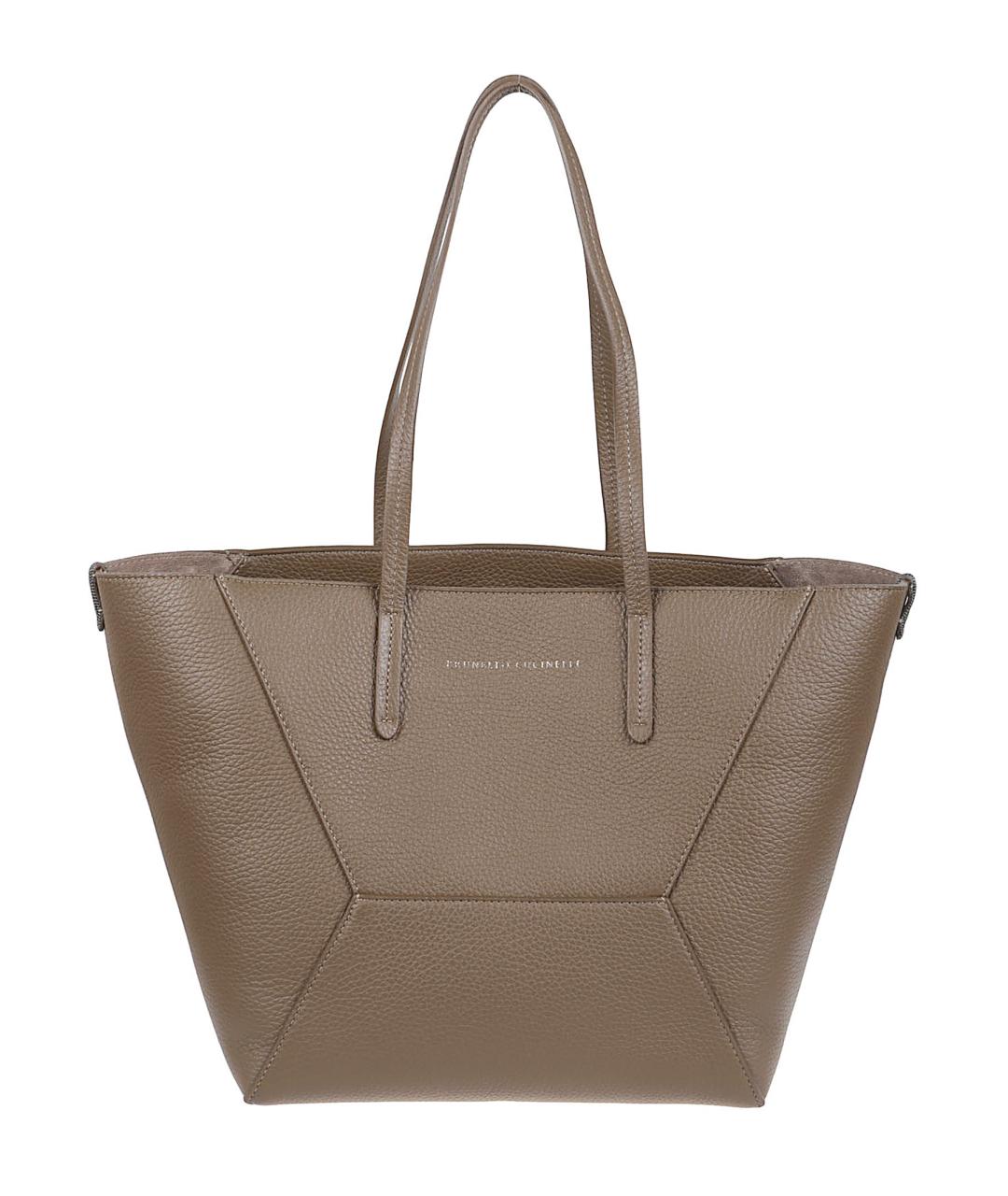 BRUNELLO CUCINELLI Коричневая кожаная сумка тоут, фото 1