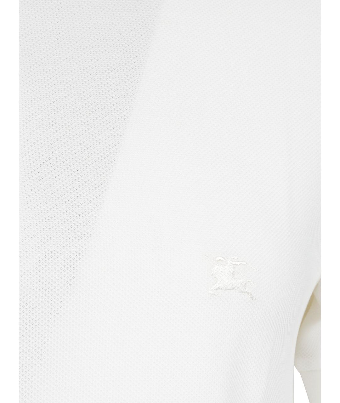BURBERRY Белое хлопковое поло с коротким рукавом, фото 2