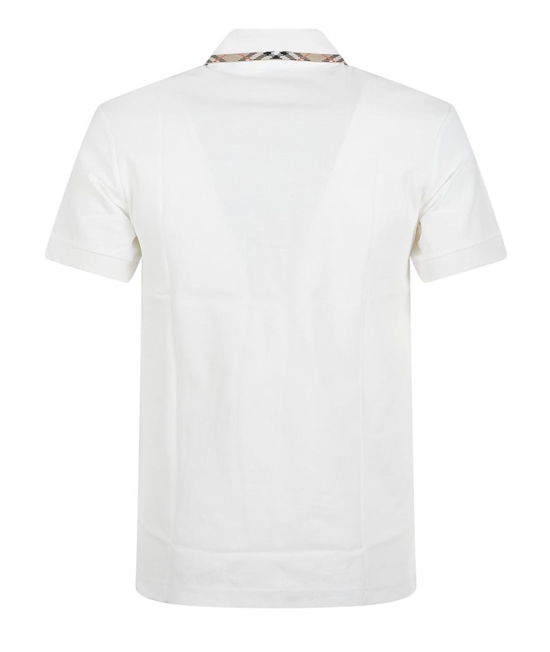 BURBERRY Белое хлопковое поло с коротким рукавом, фото 3