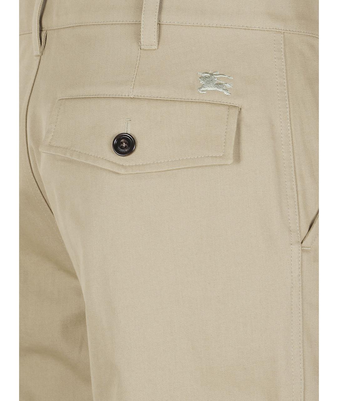 BURBERRY Бежевые хлопковые повседневные брюки, фото 2