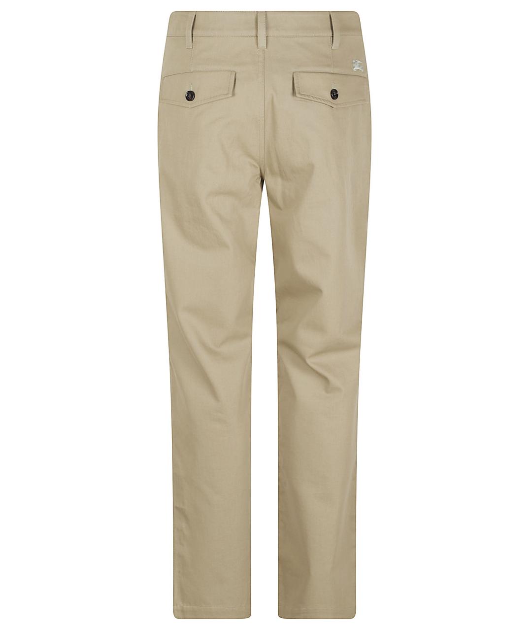 BURBERRY Бежевые хлопковые повседневные брюки, фото 3