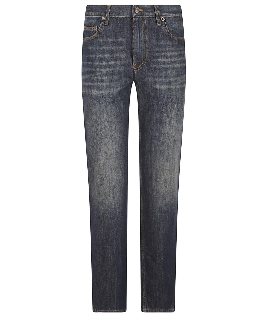 BURBERRY Синие хлопковые прямые джинсы, фото 1