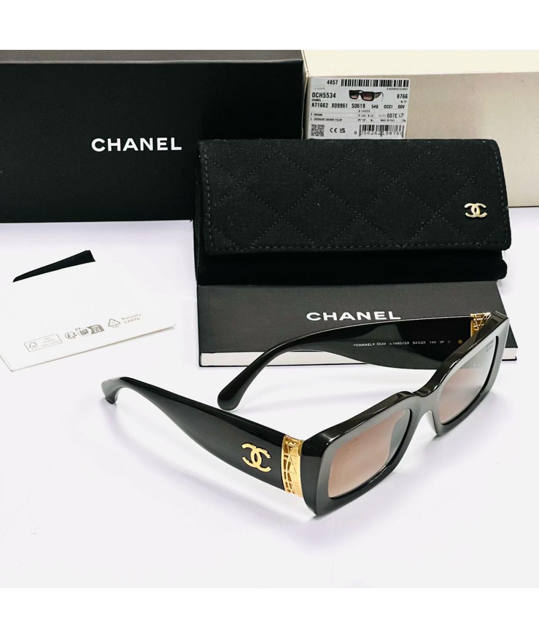 CHANEL Коричневые пластиковые солнцезащитные очки, фото 4