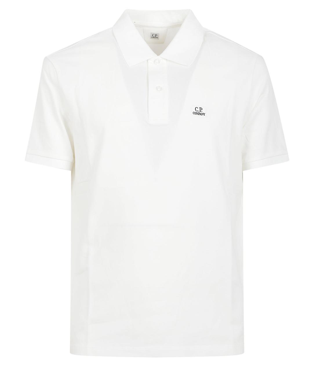 CP COMPANY Белое хлопко-эластановое поло с коротким рукавом, фото 1