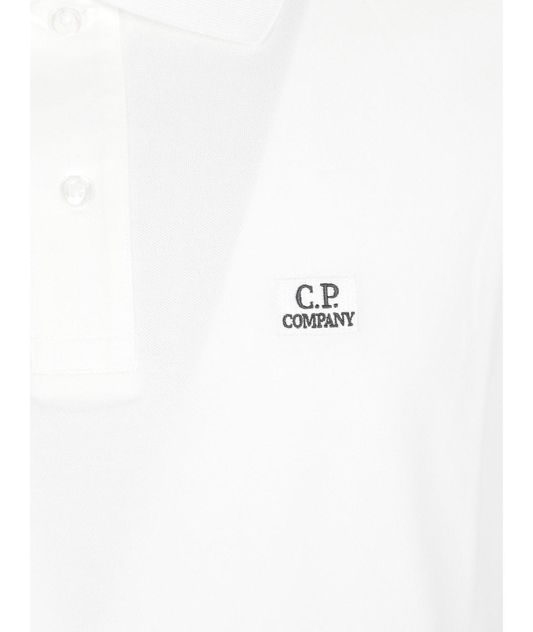 CP COMPANY Белое хлопко-эластановое поло с коротким рукавом, фото 2