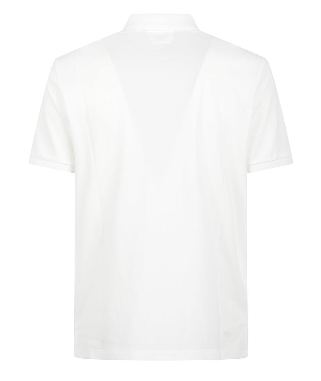 CP COMPANY Белое хлопко-эластановое поло с коротким рукавом, фото 3
