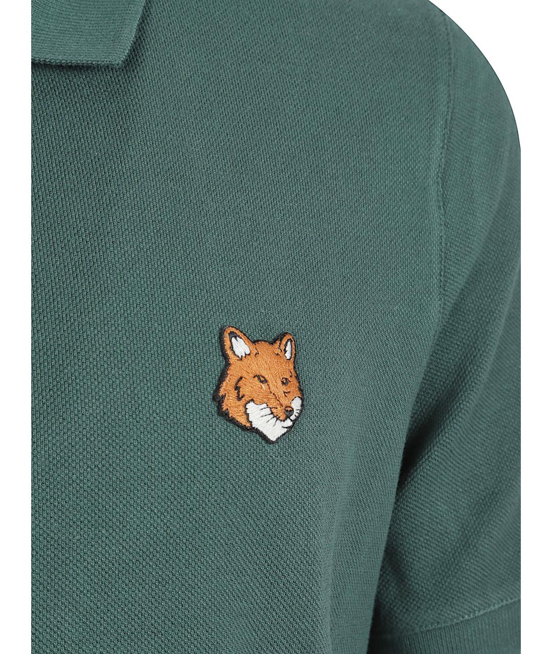 MAISON KITSUNE Зеленые хлопковое поло с коротким рукавом, фото 2