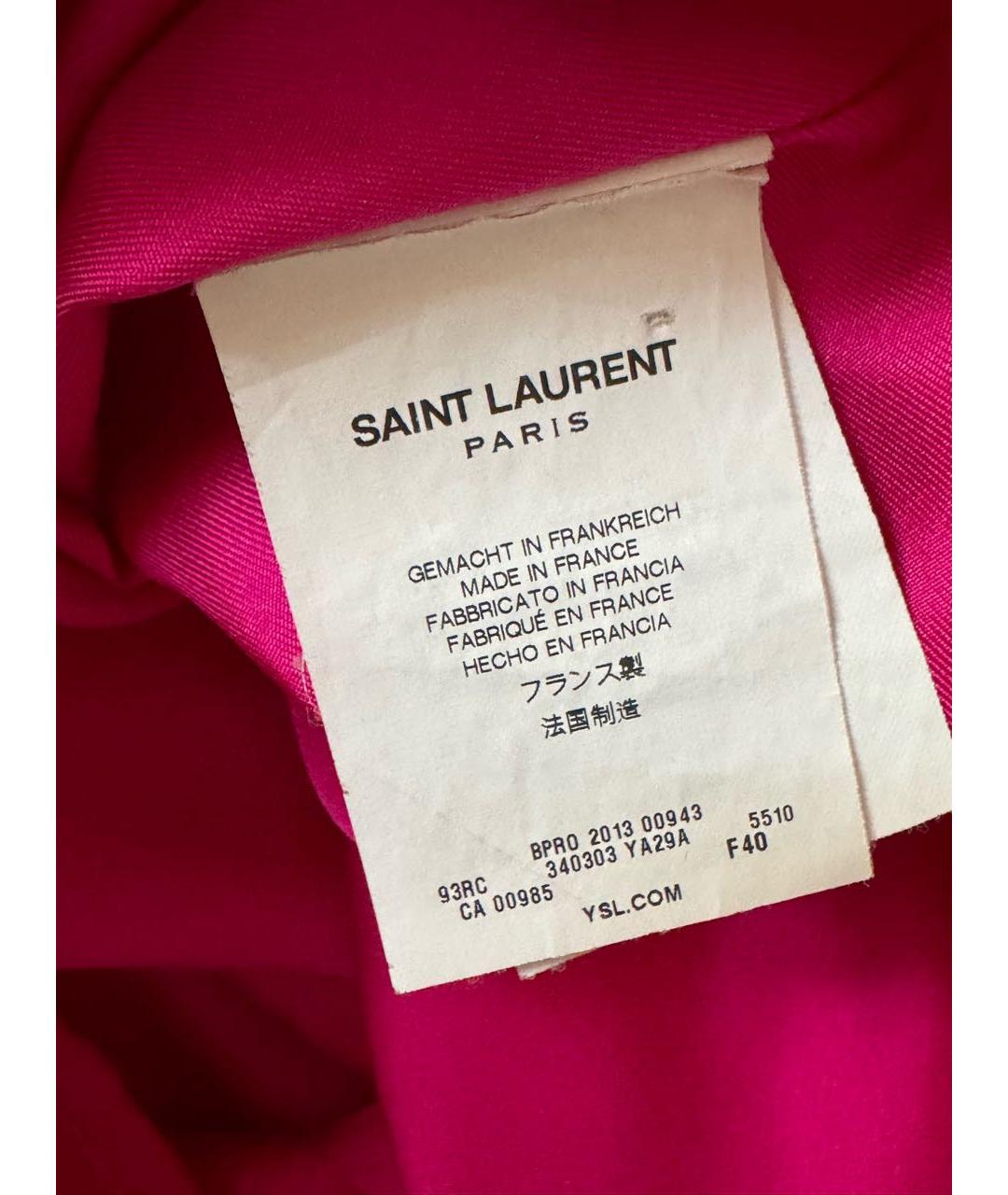 SAINT LAURENT Фуксия ацетатное коктейльное платье, фото 4