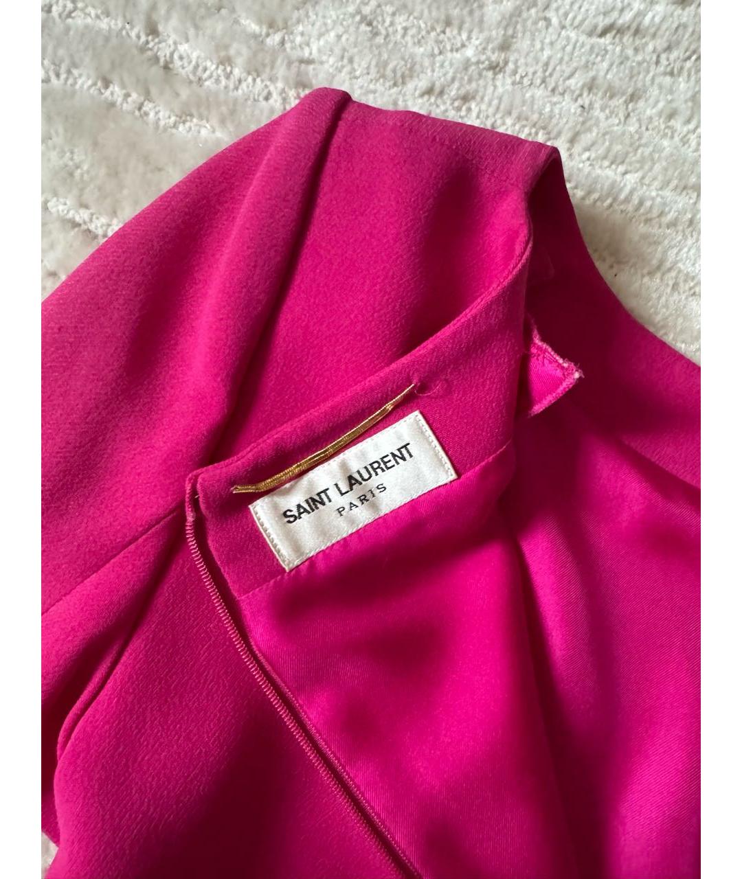 SAINT LAURENT Фуксия ацетатное коктейльное платье, фото 3