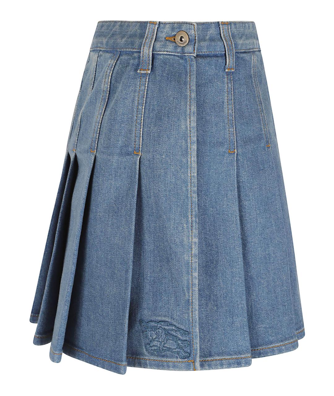 BURBERRY Синяя хлопковая юбка мини, фото 2