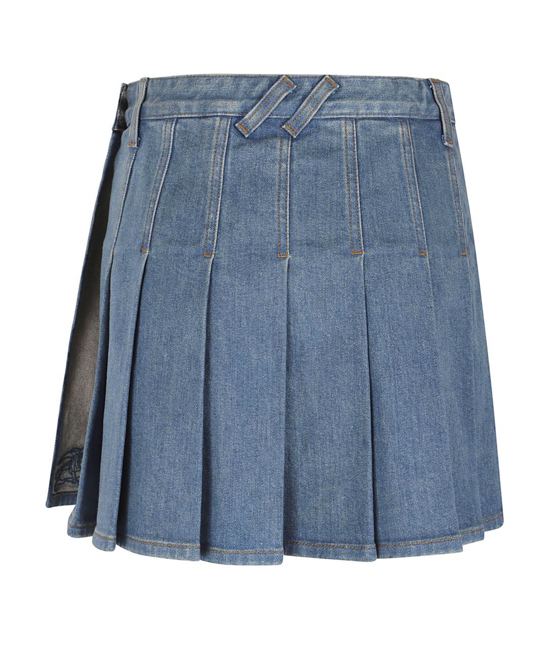 BURBERRY Синяя хлопковая юбка мини, фото 3