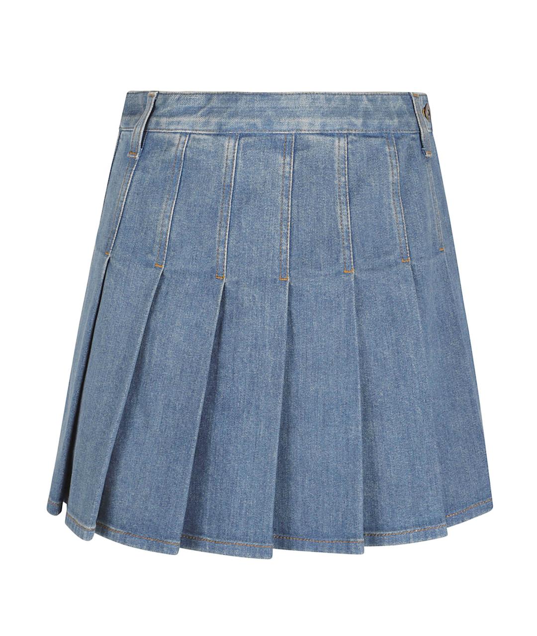 BURBERRY Синяя хлопковая юбка мини, фото 1