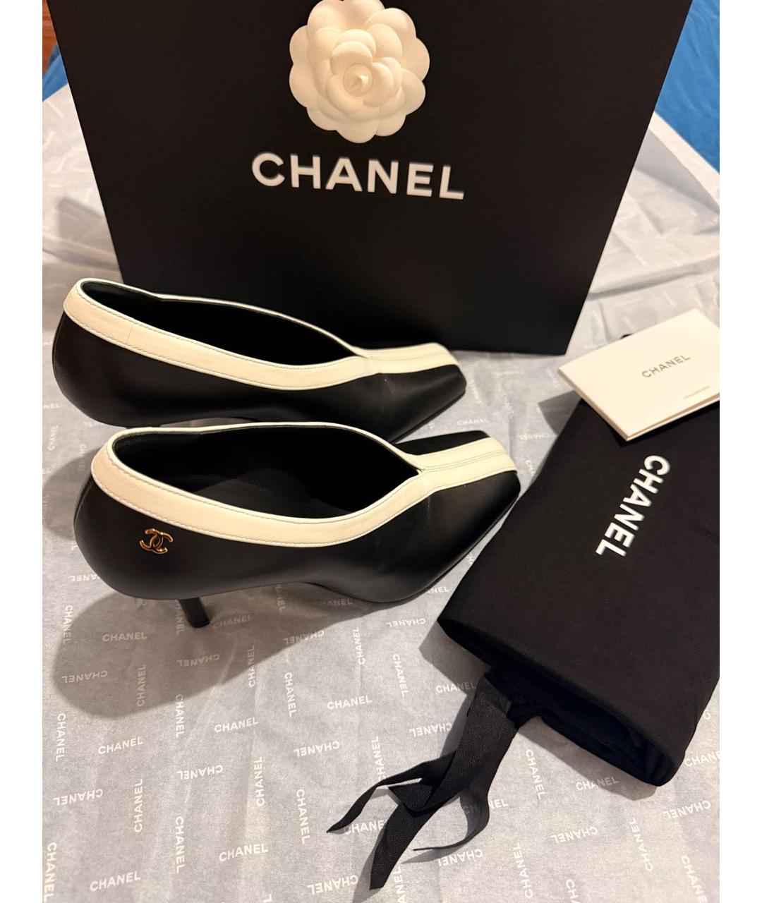 CHANEL Черные кожаные туфли, фото 5