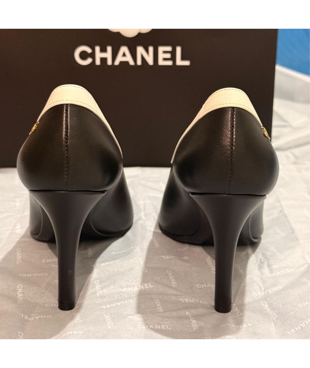 CHANEL Черные кожаные туфли, фото 4