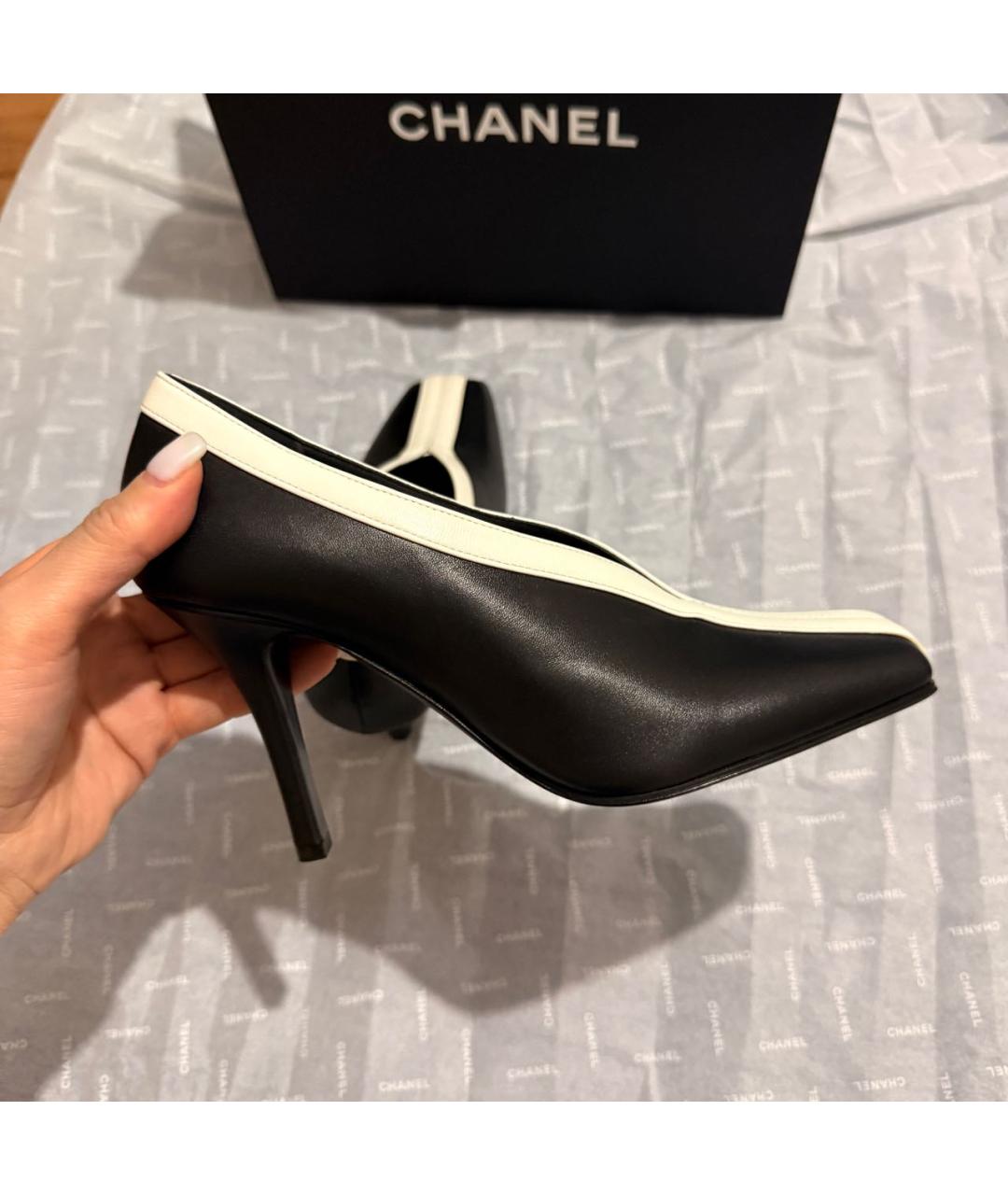 CHANEL Черные кожаные туфли, фото 6