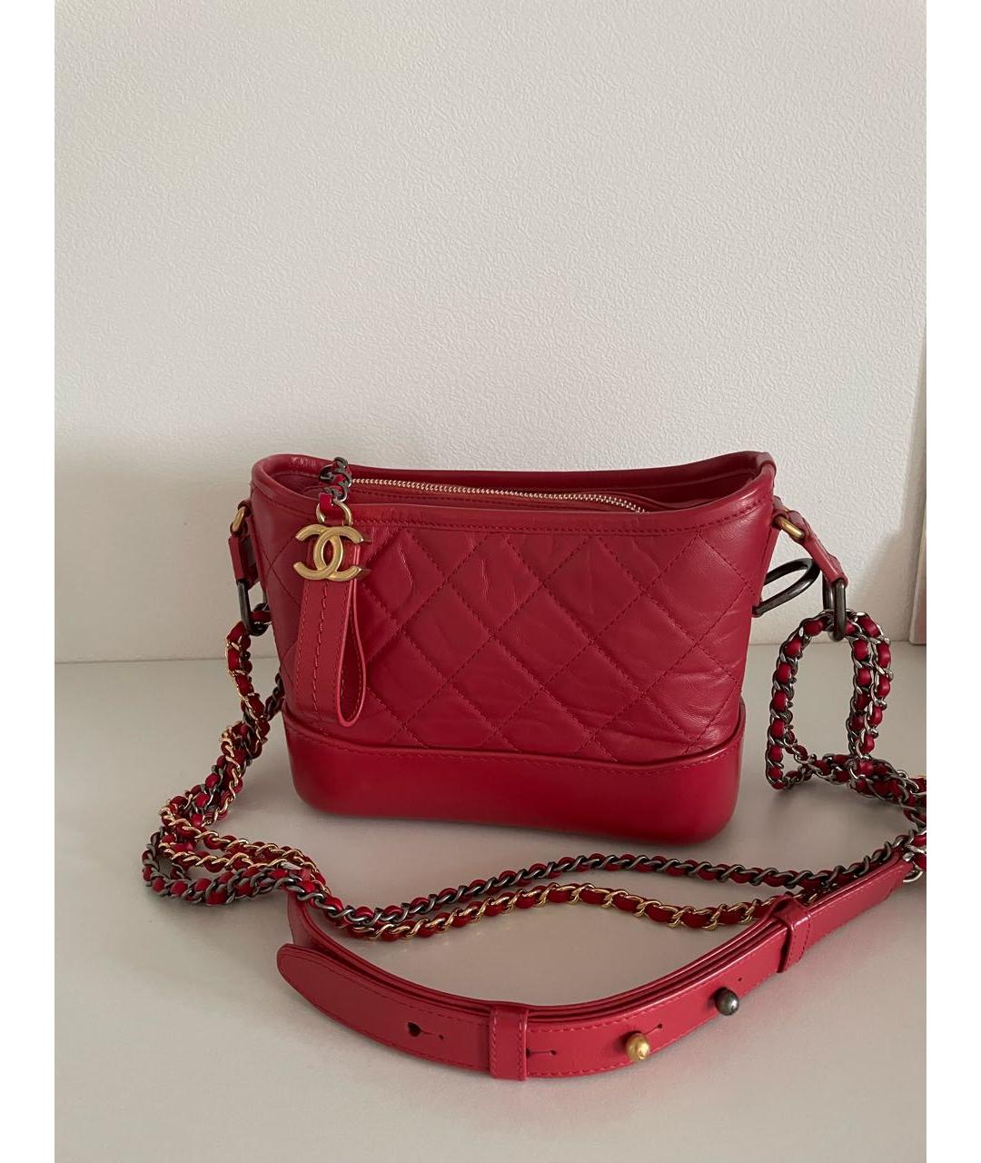 CHANEL Красная кожаная сумка через плечо, фото 2