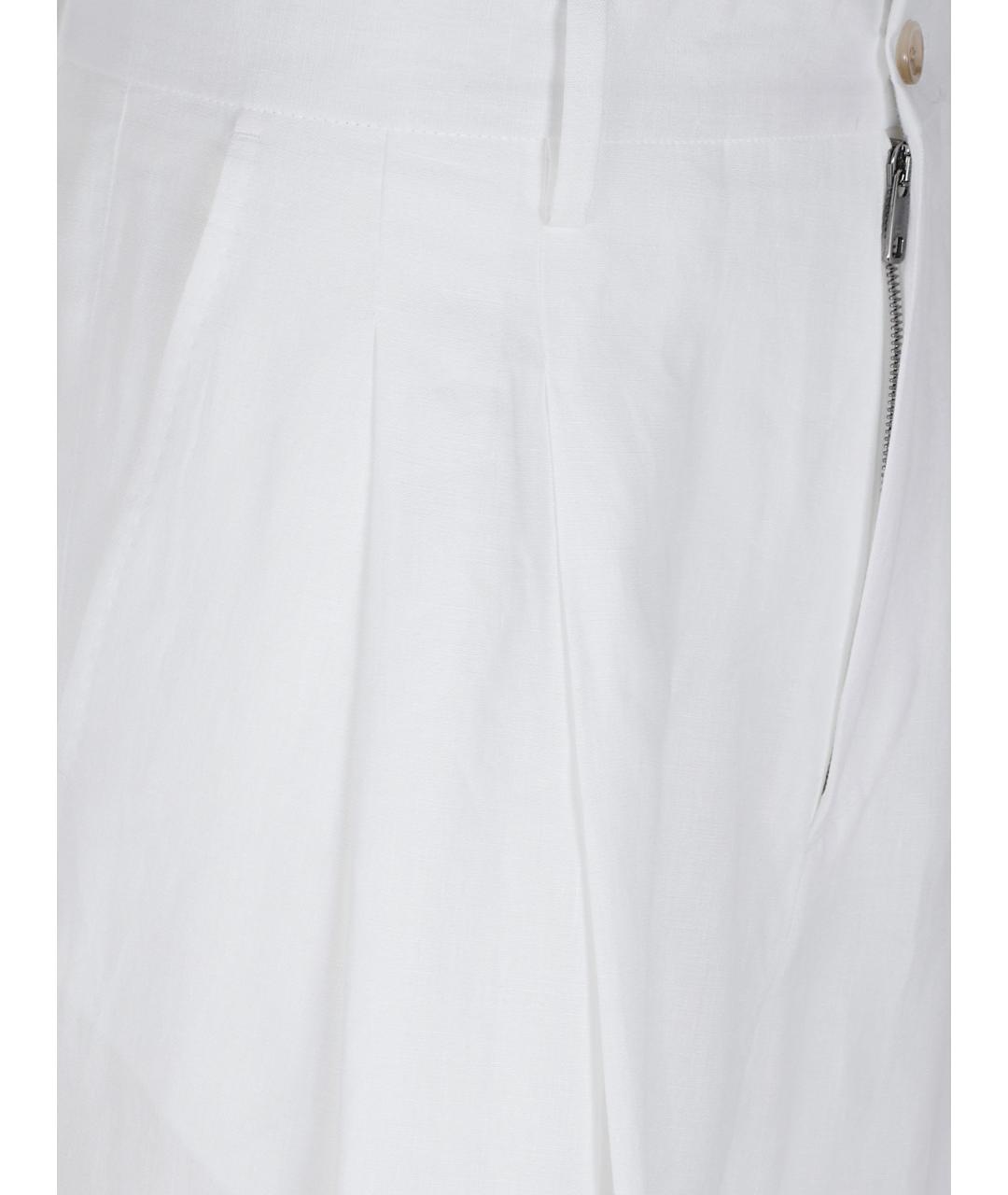 DOLCE&GABBANA Белые льняные повседневные брюки, фото 2