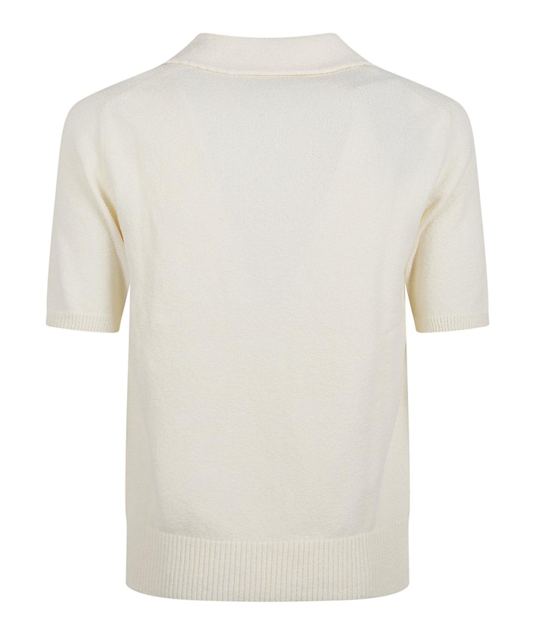 DOLCE&GABBANA Бежевое хлопко-полиэстеровое поло с коротким рукавом, фото 3