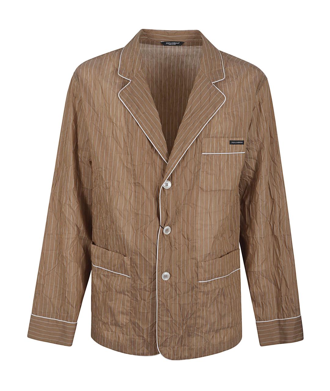 DOLCE&GABBANA Коричневая льняная кэжуал рубашка, фото 1