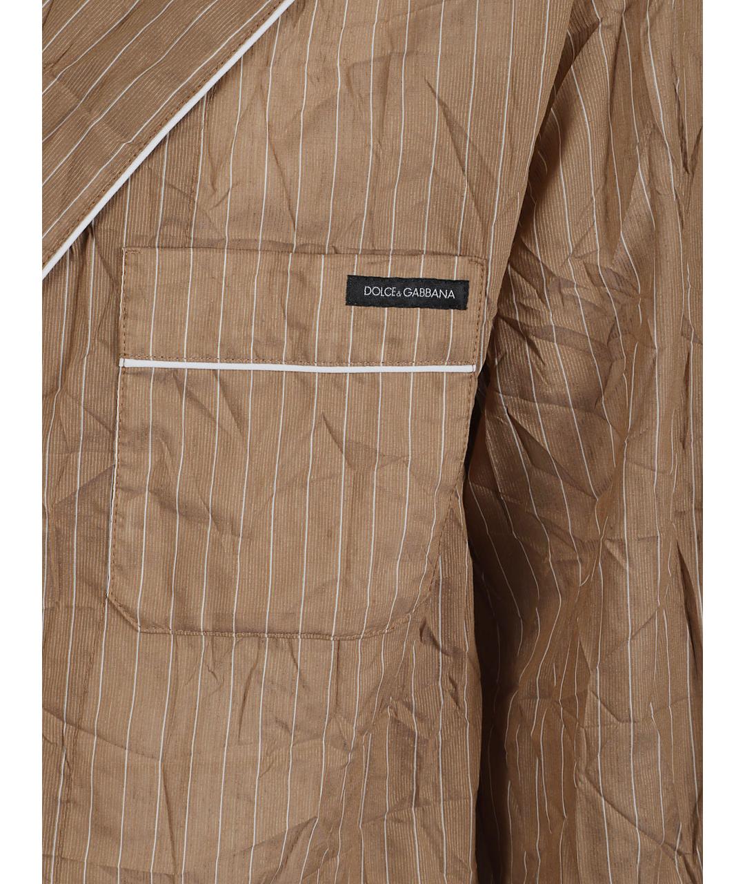 DOLCE&GABBANA Коричневая льняная кэжуал рубашка, фото 2